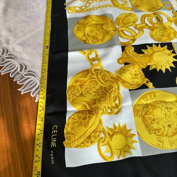 CELINE Paris Jewerly Print Scarf 100% Silk Square 26" Black New without Tag. - Picture 13 of 13